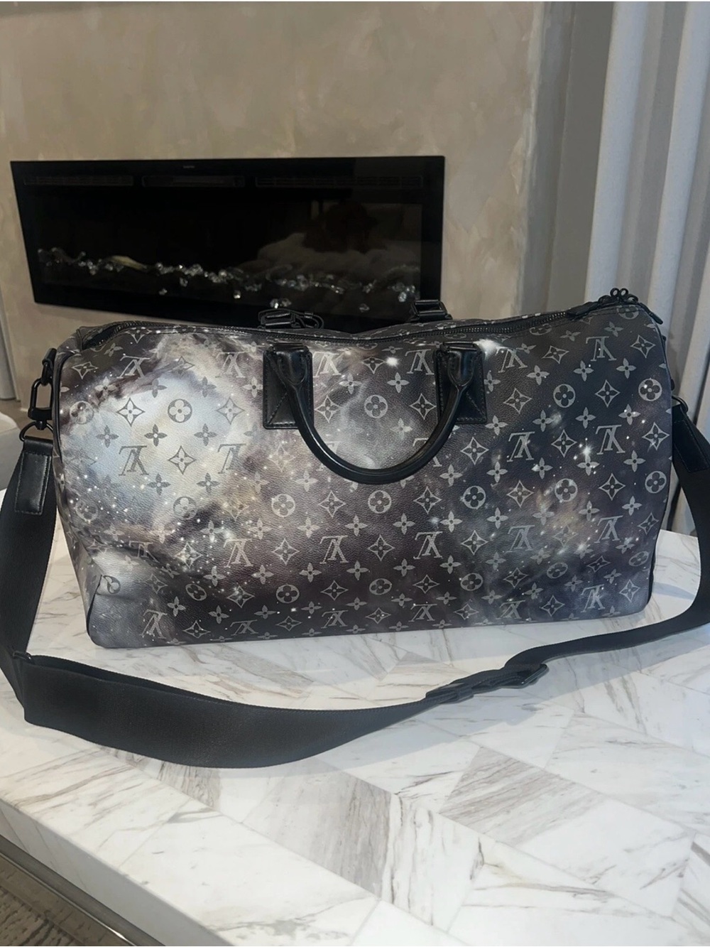 Louis Vuitton Black Galaxy Monogram Keepall Duffel